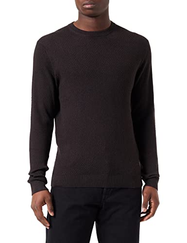 JACK & JONES Jprbladallas Knit Crew Neck sweter męski, Java/Szczegóły: Twisted W. Black, XXL