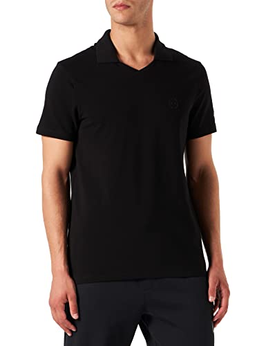 Armani Exchange Męska koszulka polo z dekoltem w serek, z krótkim rękawem, czarny, XL