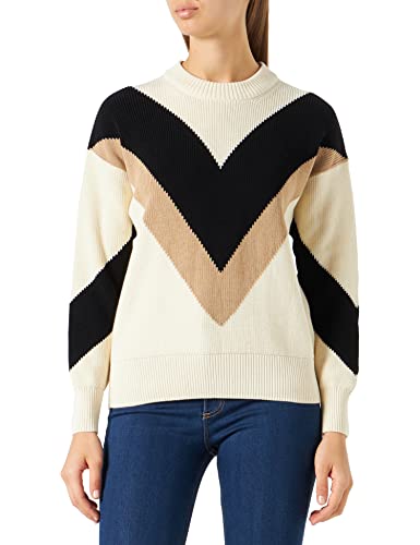 GANT Damski sweter D1. Color Block C-Neck Pulower, kremowy, L