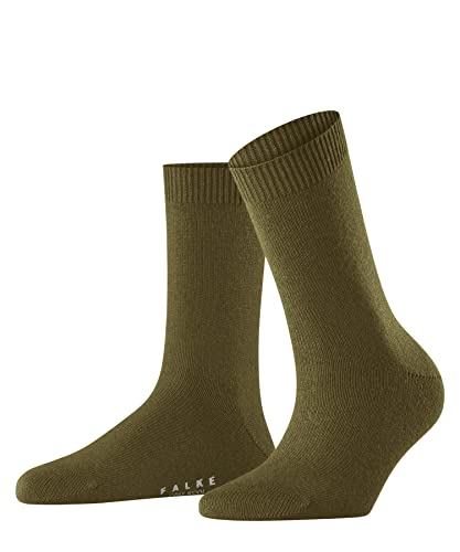 FALKE Damskie skarpety Cosy Wool Wełniane wzmocnione damskie bez wzoru, oddychające, ciepłe, grube, jednokolorowe na zimne dni, 1 para skarpet, zielone (Dried Herb 7354), 35-38