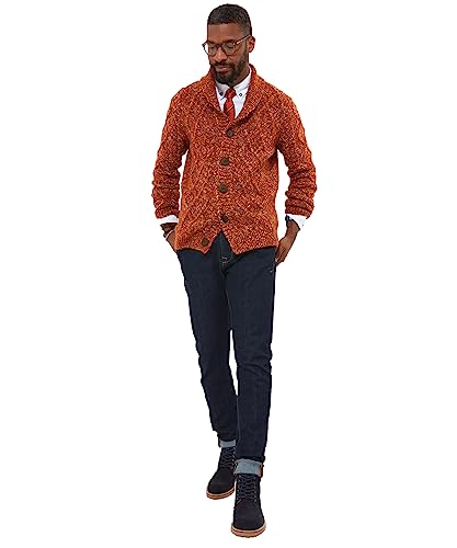 Joe Browns Męski wysokiej jakości mieszanka wełny szal kołnierz guziki dół gruby kardigan sweter, Jesień, L