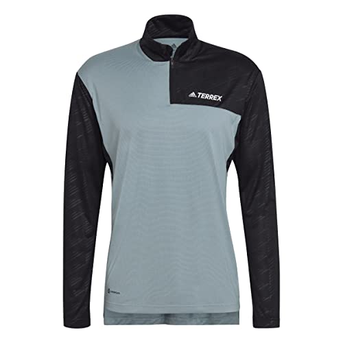 adidas Męska koszulka z długim rękawem Mt Half Zi Ls, Magiczny Szary/Magiczny Szary/Czarny, XL