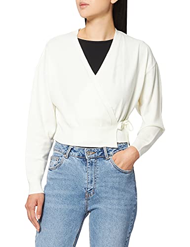 NA-KD Damski sweter z dzianiny nakładającej się na siebie, Off-White, XL