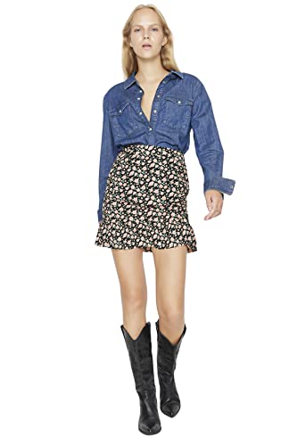Trendyol Damska damska mini bodycone, skaterska dzianinowa spódnica, wielokolorowa, M, wielobarwny, M