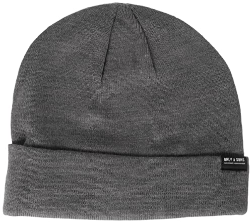 ONLY & SONS Męska czapka ONSEVAN Life Knit Beanie Noos, średni szary melanż, rozmiar uniwersalny, Medium Grey Melange, jeden rozmiar