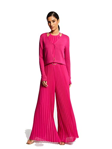 Morgan damska kamizelka z długim rękawem z dekoltem w serek MZINA ciemnoróżowa TL, Piwonia, L