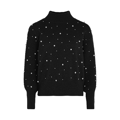 faina Damski sweter z pereł CZARNY XL/XXL, czarny, XL