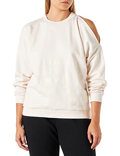 Armani Exchange Damska bluza z długim rękawem, niezakryte ramiona, nadruk z przodu, z logo, ISO, ekstra duża