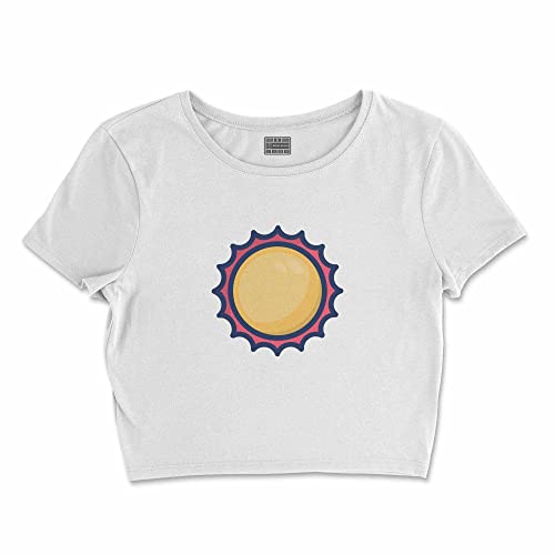 Bona Basics, Koszulka damska z nadrukiem cyfrowym,%100 bawełna, biała, casualowa, topy damskie, rozmiar: XL, biały, XL Krótki