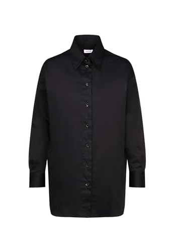 Seidensticker Damska bluzka - modna bluzka - Regular Fit - kołnierz koszuli - długi rękaw - mieszanka bawełny, czarny, 36