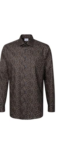 Seidensticker Męska koszula z długim rękawem o regularnym kroju, ciemnozielony, 43