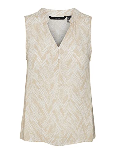 VERO MODA Women's VMCLAIRE MENNY SL WVN GA Top, Irish Cream/AOP:Claire, M, Irish Cream/Aop: claire, M