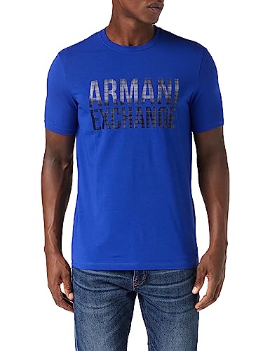 Armani Exchange Męski t-shirt Slim Fit Large Chest Logo Tee, New Ultramarine, XL