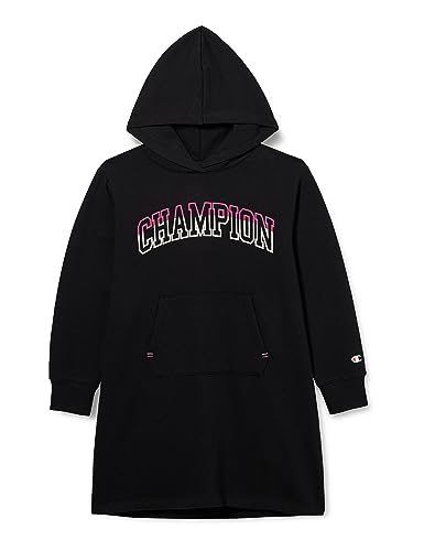 Champion Legacy Color Punch G-Hooded Casual Sukienka z kapturem dla dziewczynek i dziewczynek, Czarny, 7-8 lat
