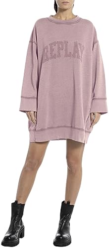 Replay Damska bluza oversize, 465 Powder Rose, M