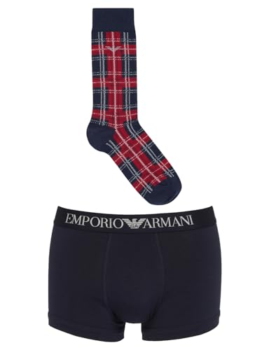 Emporio Armani Męskie skarpety Tartan Mix zestaw prezentowy, Marine/Check, S