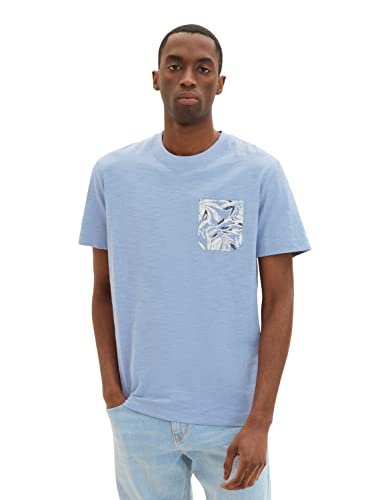 TOM TAILOR Męski T-shirt z kieszenią na piersi, 12364 - Greyish Mid Blue, L