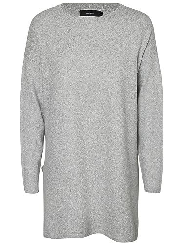 Vero Moda Vmbrilliant LS O-Neck Long Blouse Noos sweter damski, Szary (Light Grey Melange Szczegół:w. Snow White), XS