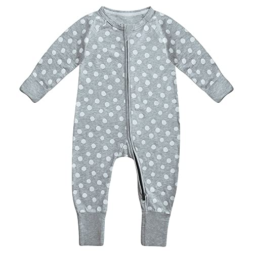 Dim kids & baby Dziecięca piżama z bawełny, rozciągliwa i rozciągliwa, pois Blanc gris, 3 miesiące
