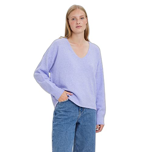 VERO MODA Damski sweter z dzianiny VMDOFFY LS V-Neck Blouse GA NOOS, Jacaranda/Szczegóły: melanż, XS