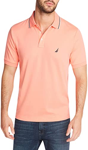 Nautica Męska koszulka polo z krótkim rękawem o klasycznym kroju z podwójnym kołnierzem, Jasnokoralowy, 3XL