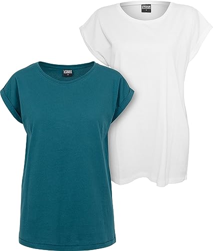 Urban Classics T-shirt damski, Teal+White, XS