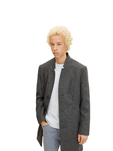 TOM TAILOR Denim Męskie Nowoczesny płaszcz wełniany 1032440, 20065 - Grey Melange Twill, XL