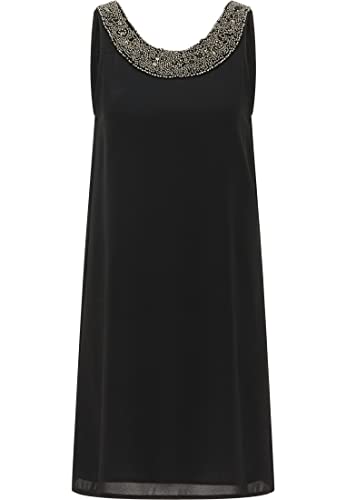DreiMaster Vintage Damska sukienka z haftem perłowym embell, czarny, M