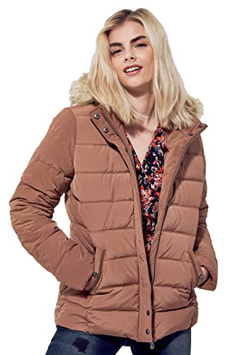 Kaporal - Regularna kurtka damska brązowa z odpinanym kapturem i sztucznym futrem. - Fibby - Kobieta, Brązowy, XS