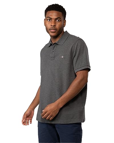 GANT Męska koszulka polo Reg Shield Ss Pique, Antracyt melanż, L