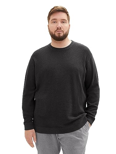 TOM TAILOR Plussize sweter męski, 10617-Black Grey Melange, XXL