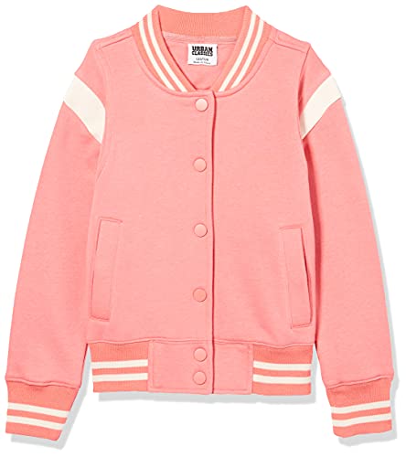 Urban Classics Dziewczęca kurtka Inset College Sweat Jacket, kurtka College z materiału dresowego, dostępna w wielu kolorach, rozmiary 110/116-158/164, Palepink/Whitesand, 158/164 cm