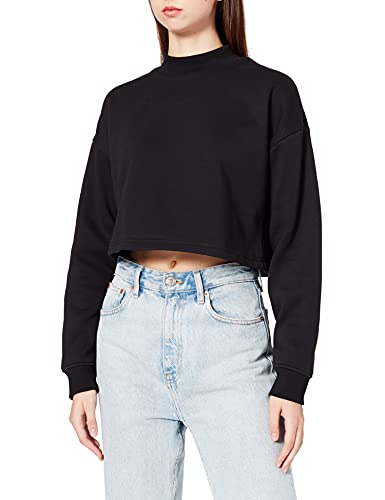 Urban Classics Damska bluza z krótkim rękawem i okrągłym dekoltem, czarny, XS