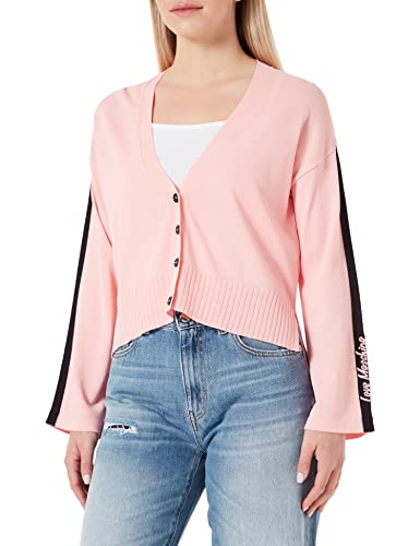Love Moschino Damski sweter asymmentryczne długości kardigan, różowy, 48