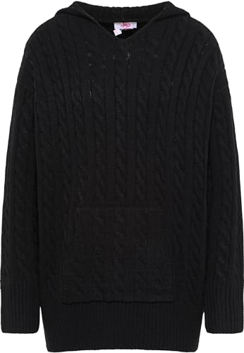 blonda Damska bluza z kapturem z dzianiny 12419378-BL01, czarna, XS/S, czarny, XS-S