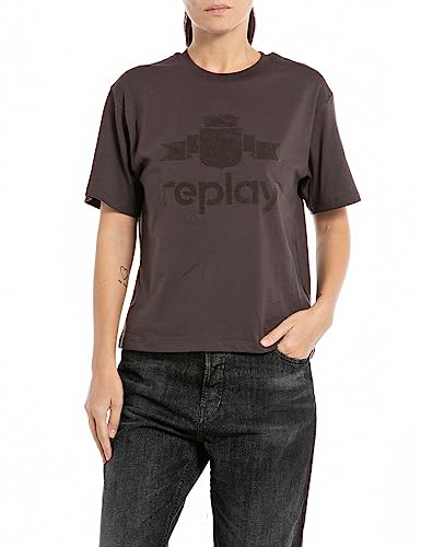 Replay koszulka damska boxy fit, 221 Night Brown, L