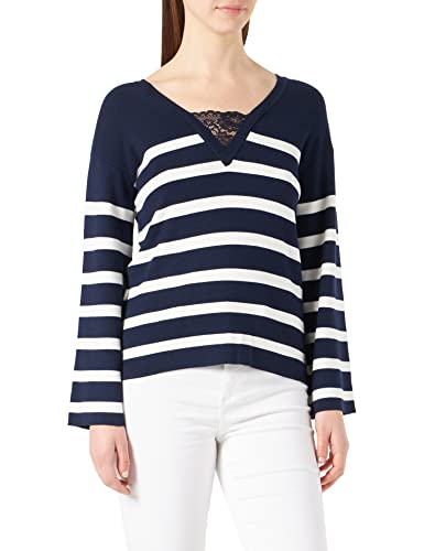 Naf Naf Damski sweter Mumpy, niebieski morski/ecru, XS