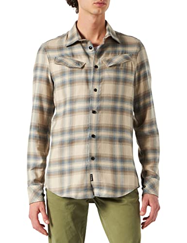 G-STAR RAW Męska koszula Slant Pocket Slim, wielokolorowa (westpoint khaki Dale Check C841-D410), XXL