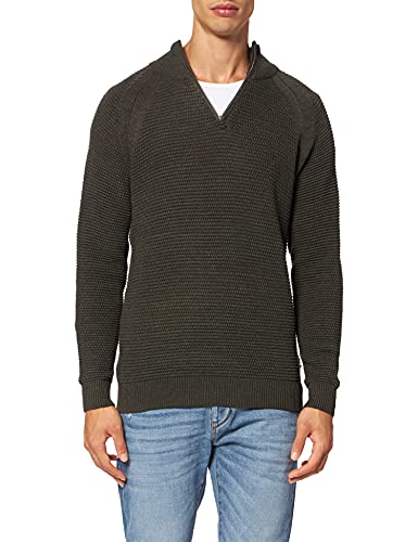 Casual Friday Kristian Bubble Zipper Knit sweter męski, 1905081/Peat Melange, XL