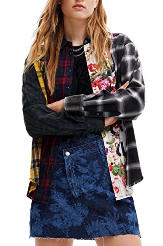 Desigual Damska koszulka z długim rękawem, Wykończenie materiału, XS