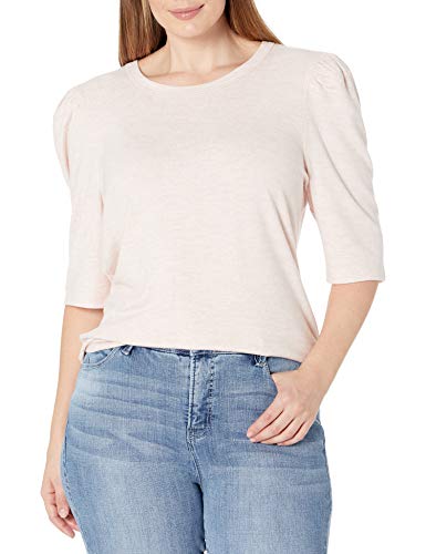 Daily Ritual Top miękka dzianina z bufiastymi rękawami 3/4 kobieta, wędkarstwo blady mélange, XS