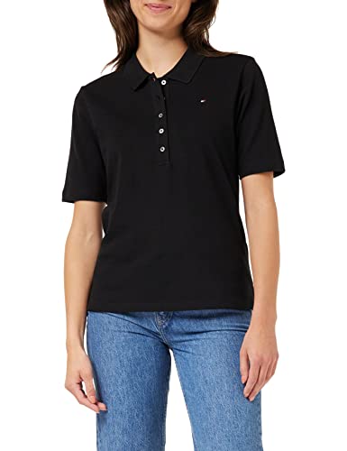 Tommy Hilfiger Damska koszulka polo 1985 REG Pique SS S/S, czarna, XS, Czarny, XS