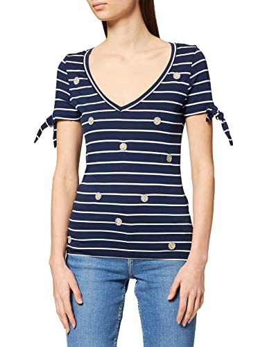 Naf Naf Damska koszulka Rejina Daisy, Bleu Marine/Ecr, XS