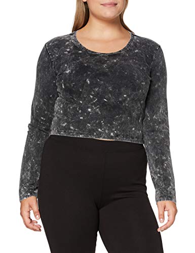 Urban Classics Damska koszulka z krótkim rękawem i kwasem wash L/S, szary (Darkgrey 00094), XL