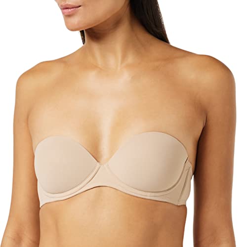 Calvin Klein Damski biustonosz bez ramiączek push-up z fiszbinami, Piaskowa wydma, 70C
