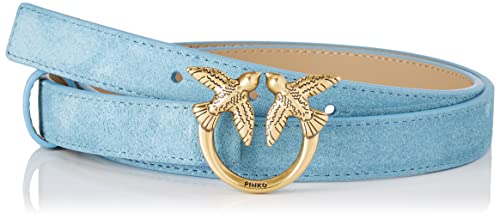 Pinko Love Berry H2 Belt Suede, Pasek Damski, E42q_jasnoniebieski Niebo-antyczne Złoto, XS
