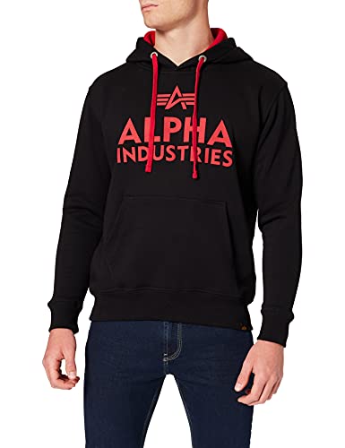 ALPHA INDUSTRIES Damska bluza z kapturem z nadrukiem pianki, Negro, S