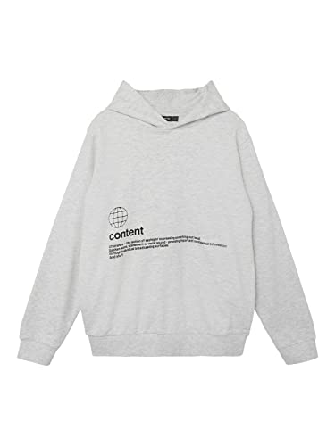 NAME IT Bluza chłopięca Nlmfontent Ls Bru Sweat W. Hood, jasnoszary melanżowy, 170-176