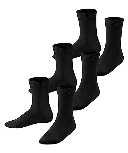 FALKE Uniseks - dzieci Skarpety Family 3-Pack K SO Zrównoważona Bawełna jednokolorowe 3 Pak, Czarny (Black 3000), 35-38 (9-12 lata)
