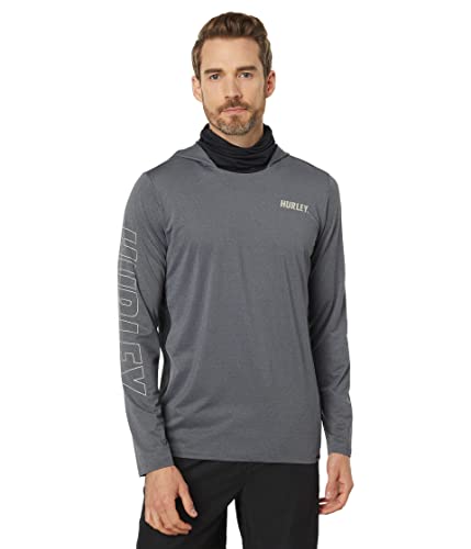 Hurley Męska H2o-dri Atticus Fastlane UPF Ls Top Hood Rash Guard Shirt, czarna (Heather Black), L, czarny (Heather Black), L